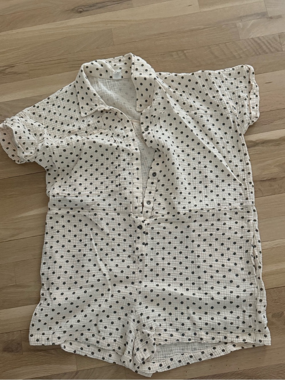 Cream Polka Dot Short Sleeve Romper